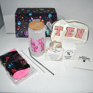 JTENGTOP 10th Birthday Gift Set for Girls – Set of 6 Waist Bag, Bottle, Socks, N